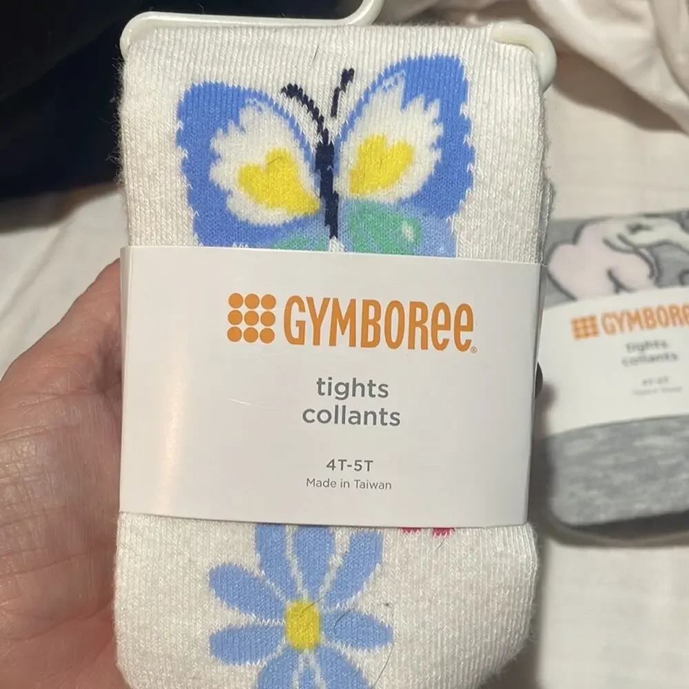 Gymboree 4-5t 2 pack tights butterflies and unicorn nwt unworn perfect condition